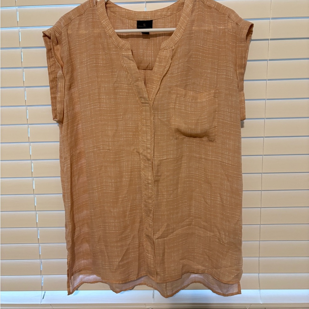 Worthington blush Cap Sleeve Blouse with Mandarin Collar